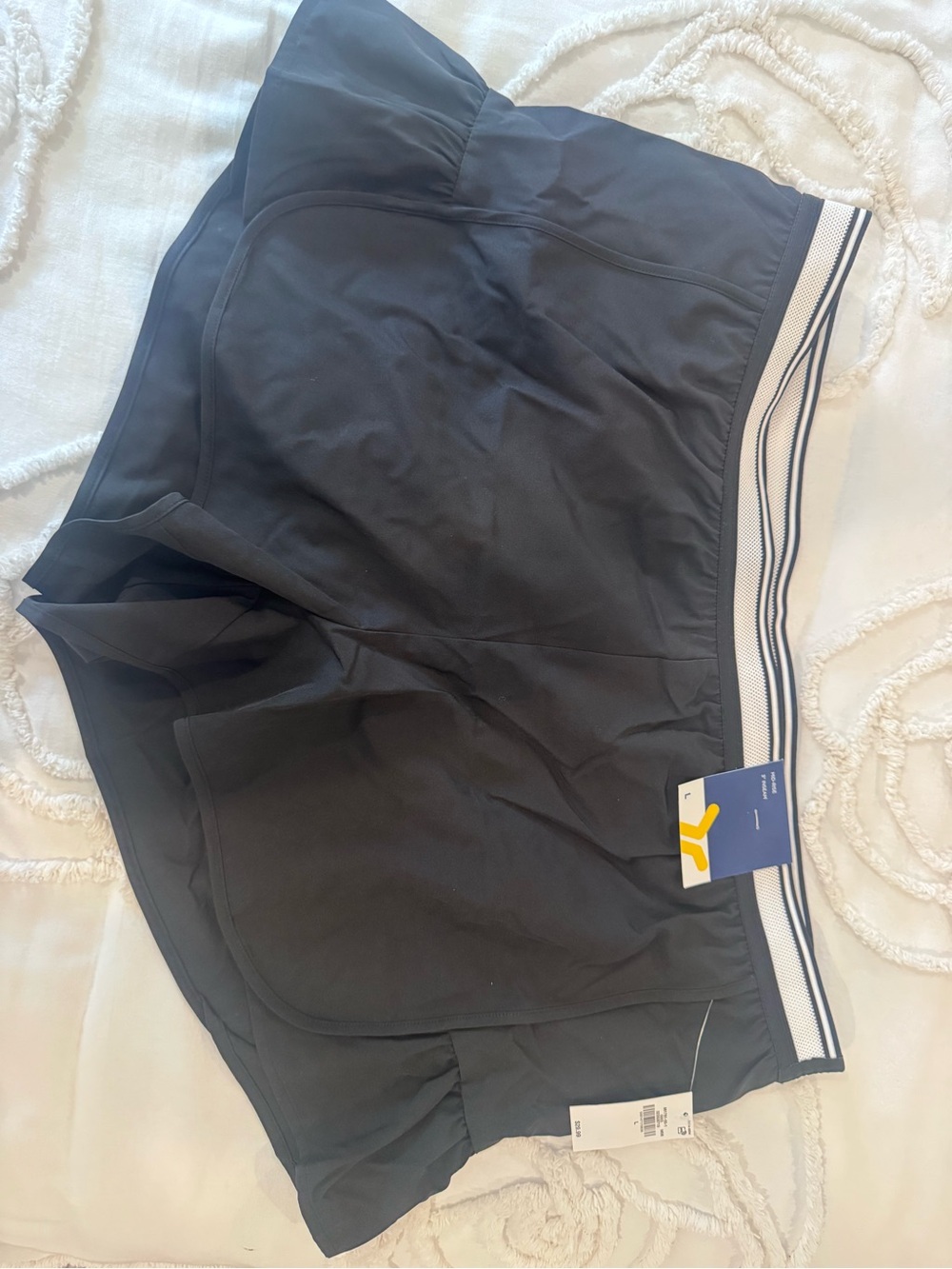 Black Athletic Shorts with Stripe Elastic Waistband